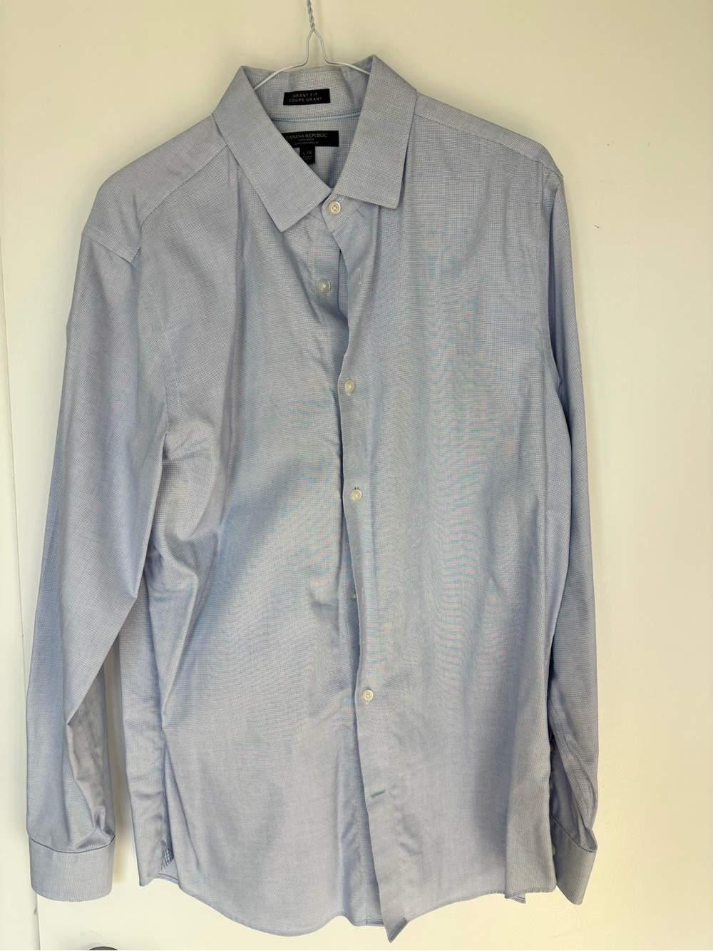 Banana Republic Men’s L Grant Fit Dress Shirt Navy Gingham Non-Iron
